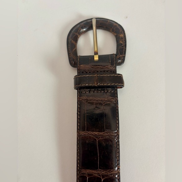 Vtg Ralph Lauren Collection genuine crocodile belt brown 28 main image 7